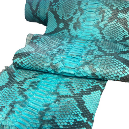 Turquoise Natural Pattern Python Leather